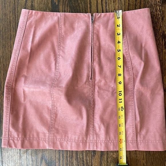 Free People Pink Faux Leather Mini Skirt - Picture 8 of 11